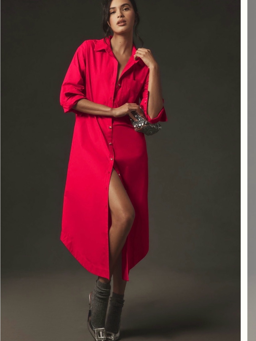 Maeve Hot Pink Collared Shirt Dress